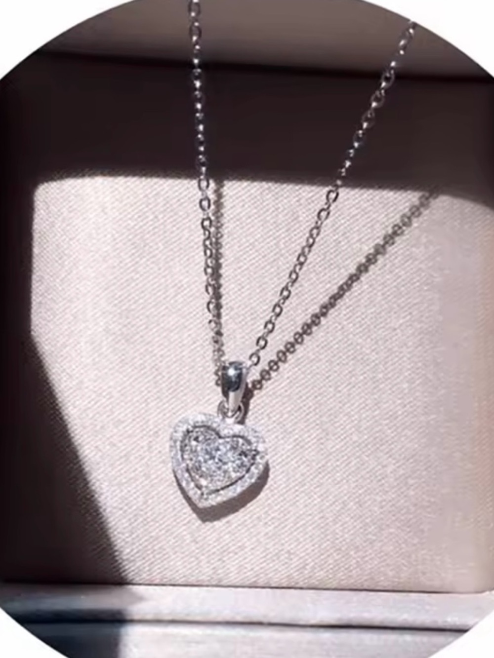 Anthropologie Silver Heart Halo Pendant Necklace - Picture 4 of 6